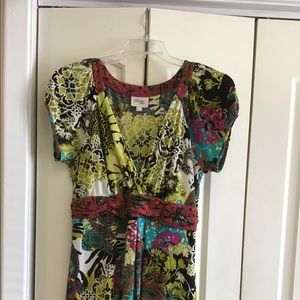 COLORFUL BRIGHT LONG TUNIC TOP L